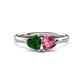 1 - Francesca 1.55 ctw Heart Shape (6.00 mm) Lab Created Emerald & Pink Tourmaline Toi Et Moi Engagement Ring 