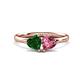 1 - Francesca 1.55 ctw Heart Shape (6.00 mm) Lab Created Emerald & Pink Tourmaline Toi Et Moi Engagement Ring 