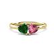 1 - Francesca 1.55 ctw Heart Shape (6.00 mm) Lab Created Emerald & Pink Tourmaline Toi Et Moi Engagement Ring 