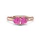 1 - Francesca 1.80 ctw Heart Shape (6.00 mm) Lab Created Pink Sapphire Toi Et Moi Engagement Ring 