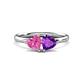 1 - Francesca 1.58 ctw Heart Shape (6.00 mm) Lab Created Pink Sapphire & Amethyst Toi Et Moi Engagement Ring 