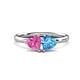 1 - Francesca 1.90 ctw Heart Shape (6.00 mm) Lab Created Pink Sapphire & Blue Topaz Toi Et Moi Engagement Ring 