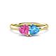 1 - Francesca 1.90 ctw Heart Shape (6.00 mm) Lab Created Pink Sapphire & Blue Topaz Toi Et Moi Engagement Ring 