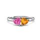 1 - Francesca 1.58 ctw Heart Shape (6.00 mm) Lab Created Pink Sapphire & Citrine Toi Et Moi Engagement Ring 