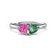 1 - Francesca 1.65 ctw Heart Shape (6.00 mm) Lab Created Pink Sapphire & Lab Created Alexandrite Toi Et Moi Engagement Ring 