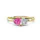 1 - Francesca 1.60 ctw Heart Shape (6.00 mm) Lab Created Pink Sapphire & Moissanite Toi Et Moi Engagement Ring 