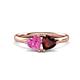 1 - Francesca 1.85 ctw Heart Shape (6.00 mm) Lab Created Pink Sapphire & Red Garnet Toi Et Moi Engagement Ring 