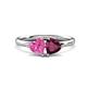 1 - Francesca 2.00 ctw Heart Shape (6.00 mm) Lab Created Pink Sapphire & Rhodolite Garnet Toi Et Moi Engagement Ring 