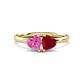 1 - Francesca 1.70 ctw Heart Shape (6.00 mm) Lab Created Pink Sapphire & Lab Created Ruby Toi Et Moi Engagement Ring 