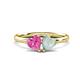 1 - Francesca 1.35 ctw Heart Shape (6.00 mm) Lab Created Pink Sapphire & Opal Toi Et Moi Engagement Ring 