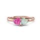 1 - Francesca 1.35 ctw Heart Shape (6.00 mm) Lab Created Pink Sapphire & Opal Toi Et Moi Engagement Ring 