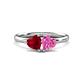 1 - Francesca 1.70 ctw Heart Shape (6.00 mm) Lab Created Ruby & Lab Created Pink Sapphire Toi Et Moi Engagement Ring 