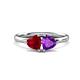 1 - Francesca 1.48 ctw Heart Shape (6.00 mm) Lab Created Ruby & Amethyst Toi Et Moi Engagement Ring 