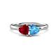 1 - Francesca 1.80 ctw Heart Shape (6.00 mm) Lab Created Ruby & Blue Topaz Toi Et Moi Engagement Ring 