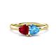 1 - Francesca 1.80 ctw Heart Shape (6.00 mm) Lab Created Ruby & Blue Topaz Toi Et Moi Engagement Ring 