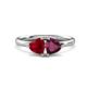 1 - Francesca 1.90 ctw Heart Shape (6.00 mm) Lab Created Ruby & Rhodolite Garnet Toi Et Moi Engagement Ring 