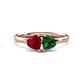 1 - Francesca 1.55 ctw Heart Shape (6.00 mm) Lab Created Ruby & Lab Created Emerald Toi Et Moi Engagement Ring 