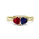 1 - Francesca 1.70 ctw Heart Shape (6.00 mm) Lab Created Ruby & Lab Created Blue Sapphire Toi Et Moi Engagement Ring 