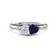 1 - Francesca 1.80 ctw Heart Shape (6.00 mm) Lab Created White Sapphire & Lab Created Blue Sapphire Toi Et Moi Engagement Ring 