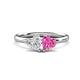 1 - Francesca 1.80 ctw Heart Shape (6.00 mm) Lab Created White Sapphire & Lab Created Pink Sapphire Toi Et Moi Engagement Ring 