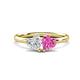 1 - Francesca 1.80 ctw Heart Shape (6.00 mm) Lab Created White Sapphire & Lab Created Pink Sapphire Toi Et Moi Engagement Ring 