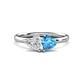 1 - Francesca 1.90 ctw Heart Shape (6.00 mm) Lab Created White Sapphire & Blue Topaz Toi Et Moi Engagement Ring 