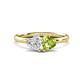 1 - Francesca 1.85 ctw Heart Shape (6.00 mm) Lab Created White Sapphire & Peridot Toi Et Moi Engagement Ring 