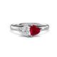1 - Francesca 1.70 ctw Heart Shape (6.00 mm) Lab Created White Sapphire & Lab Created Ruby Toi Et Moi Engagement Ring 