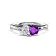 1 - Francesca 1.58 ctw Heart Shape (6.00 mm) Lab Created White Sapphire & Amethyst Toi Et Moi Engagement Ring 