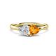 1 - Francesca 1.58 ctw Heart Shape (6.00 mm) Lab Created White Sapphire & Citrine Toi Et Moi Engagement Ring 