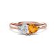 1 - Francesca 1.58 ctw Heart Shape (6.00 mm) Lab Created White Sapphire & Citrine Toi Et Moi Engagement Ring 