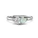 1 - Francesca 1.35 ctw Heart Shape (6.00 mm) Lab Created White Sapphire & Opal Toi Et Moi Engagement Ring 