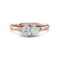 1 - Francesca 1.35 ctw Heart Shape (6.00 mm) Lab Created White Sapphire & Opal Toi Et Moi Engagement Ring 