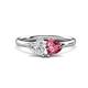 1 - Francesca 1.70 ctw Heart Shape (6.00 mm) Lab Created White Sapphire & Pink Tourmaline Toi Et Moi Engagement Ring 