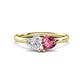 1 - Francesca 1.70 ctw Heart Shape (6.00 mm) Lab Created White Sapphire & Pink Tourmaline Toi Et Moi Engagement Ring 