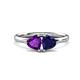 1 - Francesca 1.58 ctw Heart Shape (6.00 mm) Amethyst & Lab Created Blue Sapphire Toi Et Moi Engagement Ring 