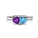 1 - Francesca 1.68 ctw Heart Shape (6.00 mm) Amethyst & Blue Topaz Toi Et Moi Engagement Ring 