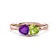 1 - Francesca 1.63 ctw Heart Shape (6.00 mm) Amethyst & Peridot Toi Et Moi Engagement Ring 