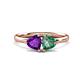 1 - Francesca 1.43 ctw Heart Shape (6.00 mm) Amethyst & Lab Created Alexandrite Toi Et Moi Engagement Ring 