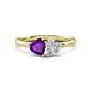 1 - Francesca 1.38 ctw Heart Shape (6.00 mm) Amethyst & Moissanite Toi Et Moi Engagement Ring 