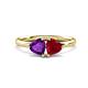 1 - Francesca 1.48 ctw Heart Shape (6.00 mm) Amethyst & Lab Created Ruby Toi Et Moi Engagement Ring 