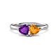 1 - Francesca 1.36 ctw Heart Shape (6.00 mm) Amethyst & Citrine Toi Et Moi Engagement Ring 