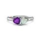 1 - Francesca 1.13 ctw Heart Shape (6.00 mm) Amethyst & Opal Toi Et Moi Engagement Ring 