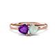 1 - Francesca 1.13 ctw Heart Shape (6.00 mm) Amethyst & Opal Toi Et Moi Engagement Ring 