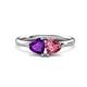 1 - Francesca 1.48 ctw Heart Shape (6.00 mm) Amethyst & Pink Tourmaline Toi Et Moi Engagement Ring 