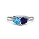 1 - Francesca 1.90 ctw Heart Shape (6.00 mm) Blue Topaz & Lab Created Blue Sapphire Toi Et Moi Engagement Ring 