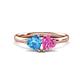 1 - Francesca 1.90 ctw Heart Shape (6.00 mm) Blue Topaz & Lab Created Pink Sapphire Toi Et Moi Engagement Ring 