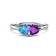 1 - Francesca 1.68 ctw Heart Shape (6.00 mm) Blue Topaz & Amethyst Toi Et Moi Engagement Ring 