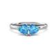 1 - Francesca 2.00 ctw Heart Shape (6.00 mm) Blue Topaz Toi Et Moi Engagement Ring 