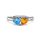 1 - Francesca 1.68 ctw Heart Shape (6.00 mm) Blue Topaz & Citrine Toi Et Moi Engagement Ring 